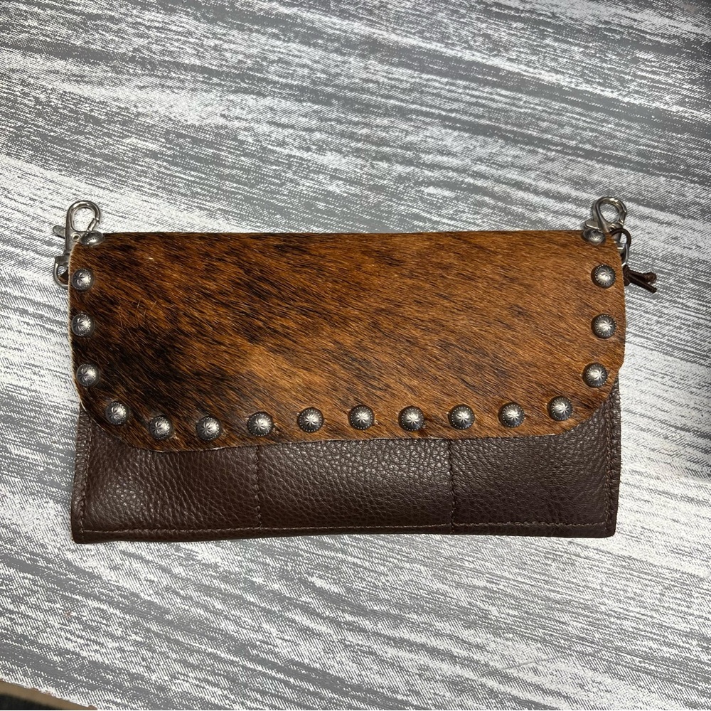 NEW…The Hip Bag Co Wallet Genuine leather with fur on Cowhide